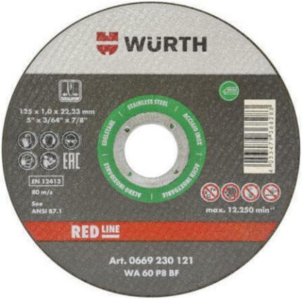 Wurth Δίσκος Kοπής Σιδήρου Inox 0669230121 125mm